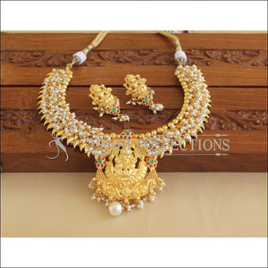 Gold Plated Temple Pearl Necklace Set M1892 - Necklace Set