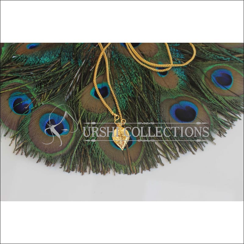 Gold Platted Cross Pendant Long Thali Chain U-56 - necklace