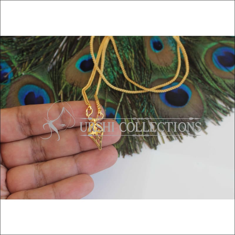 Gold Platted Cross Pendant Long Thali Chain U-57 - necklace