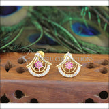 Gold Platted CZ Earrings M1407 - Pink and White - Earrings