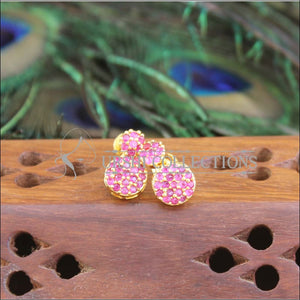 Gold Platted CZ Earrings M1415 - Pink - Earrings
