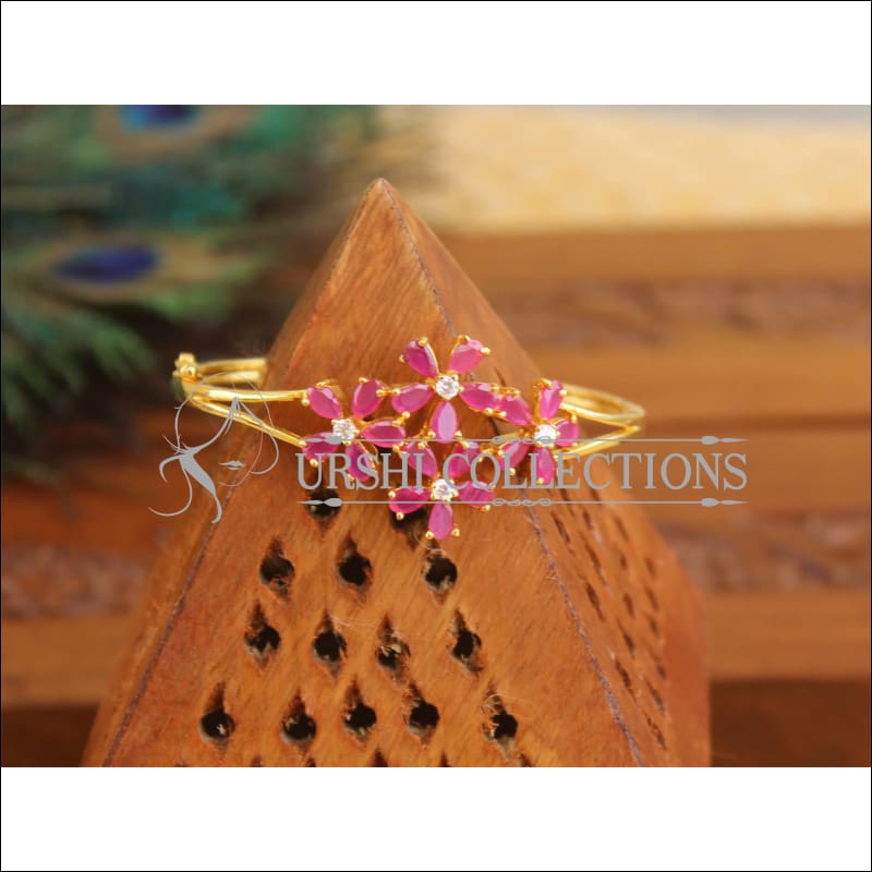 Gold Platted CZ Kada M1563 - Red - Bracelets