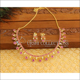 Gold Platted CZ Necklace Set M1364 - Pink - Necklace Set