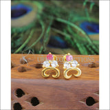 Gold Platted Earrings M1419 - Pink and White - Earrings