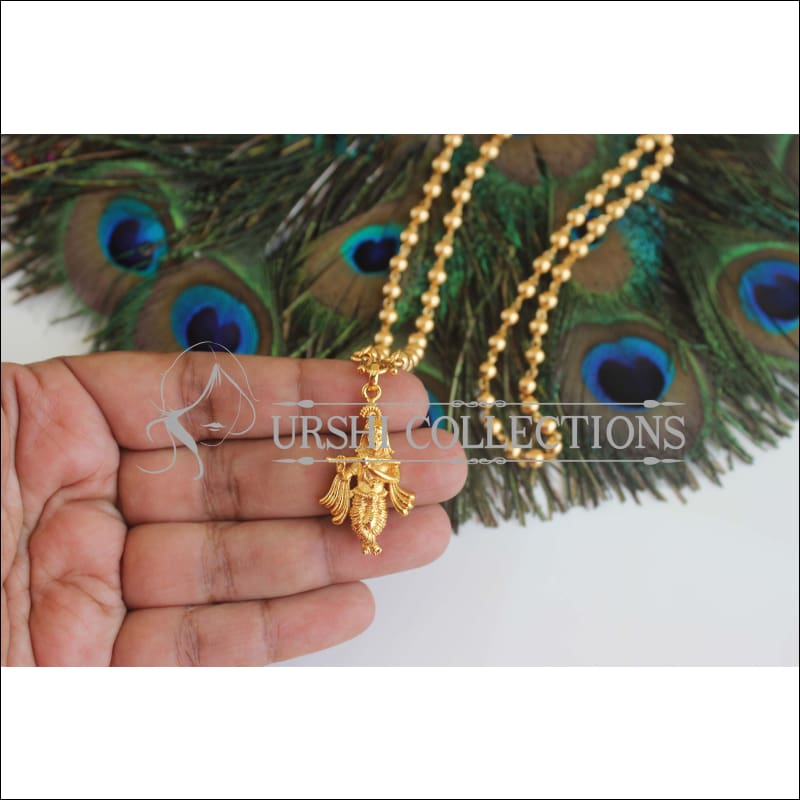 Gold Platted Krishna Pendant with Long Ball Chain U-45 - necklace
