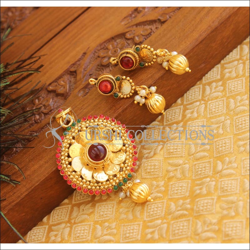 Gold Platted Lakshmi Pendant Set M1449 - Pendant Set