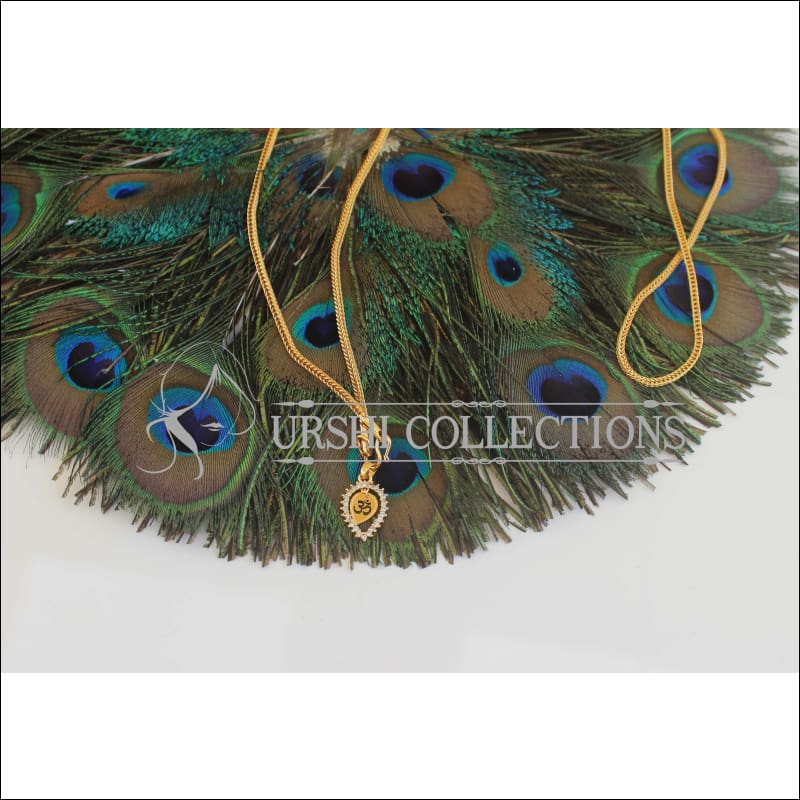 Gold Platted OM Pendant Long Chain U-60 - necklace