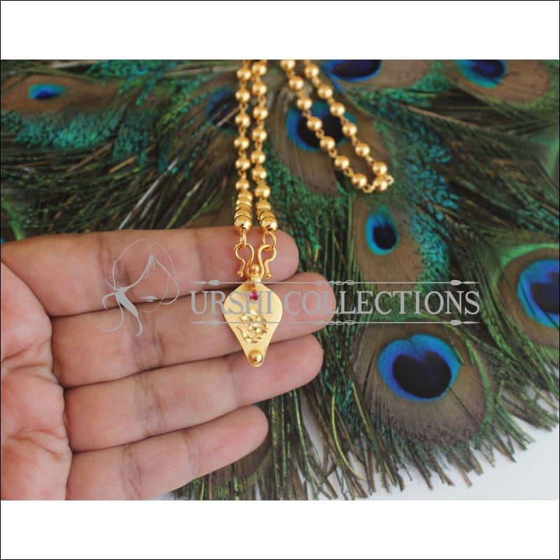Gold Platted Om Pendant with Ball Chain U-51 - necklace