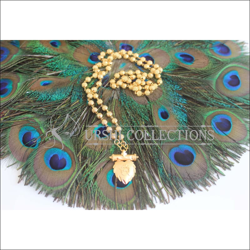 Gold Platted OM Pendant with Long Ball Chain U-44 - necklace