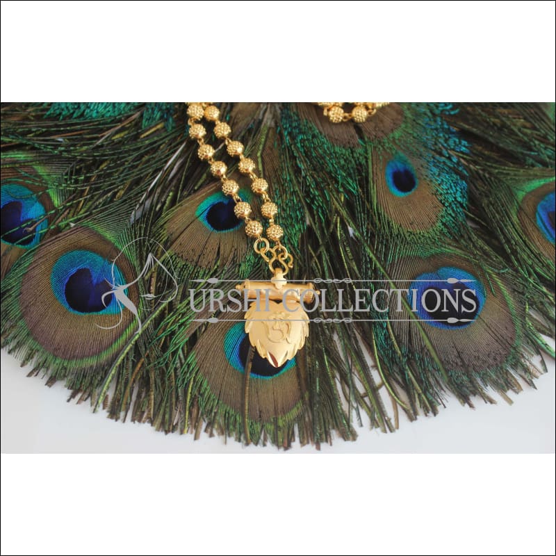 Gold Platted OM Pendant with Long Ball Chain U-44 - necklace