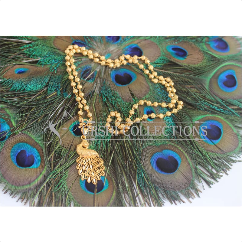 Gold Platted Peacock with Long Ball Chain U-43 - necklace
