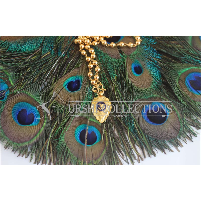 Golden OM Pendant with Long Ball Chain U-47 - necklace