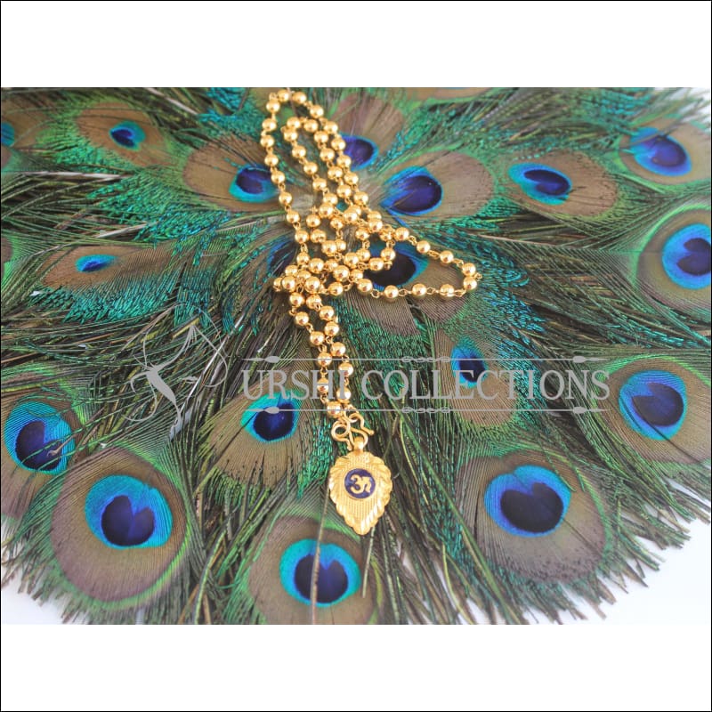 Golden OM Pendant with Long Ball Chain U-47 - necklace