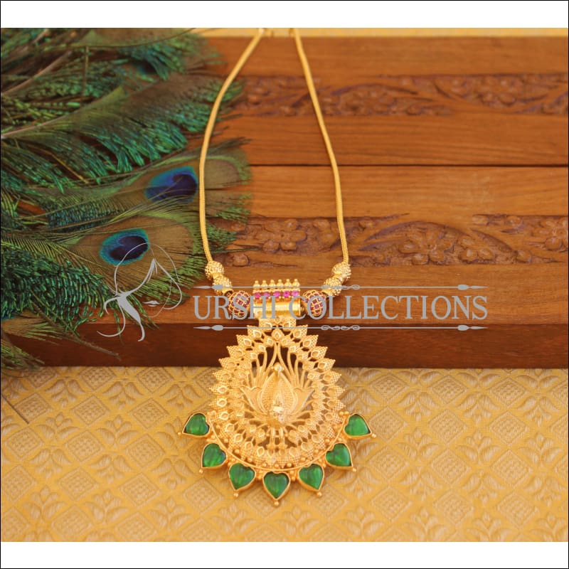 Green palakka peacock necklace U-10 - Necklace Set