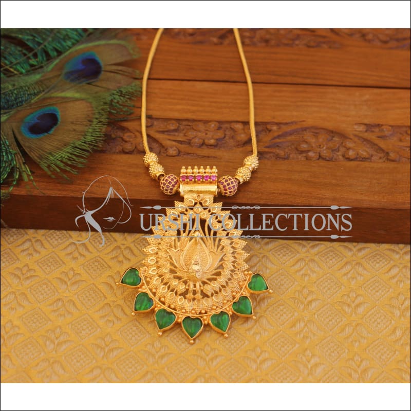 Green palakka peacock necklace U-10 - Necklace Set