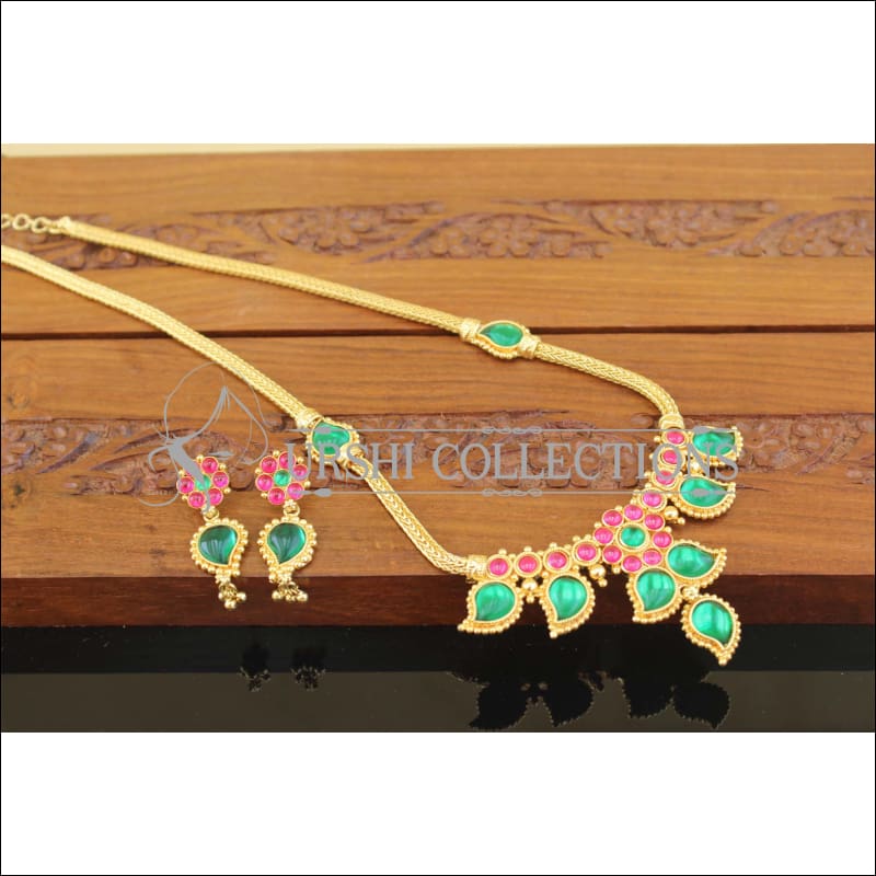 Kempu Gold plated mango necklace M1190 - Necklace Set