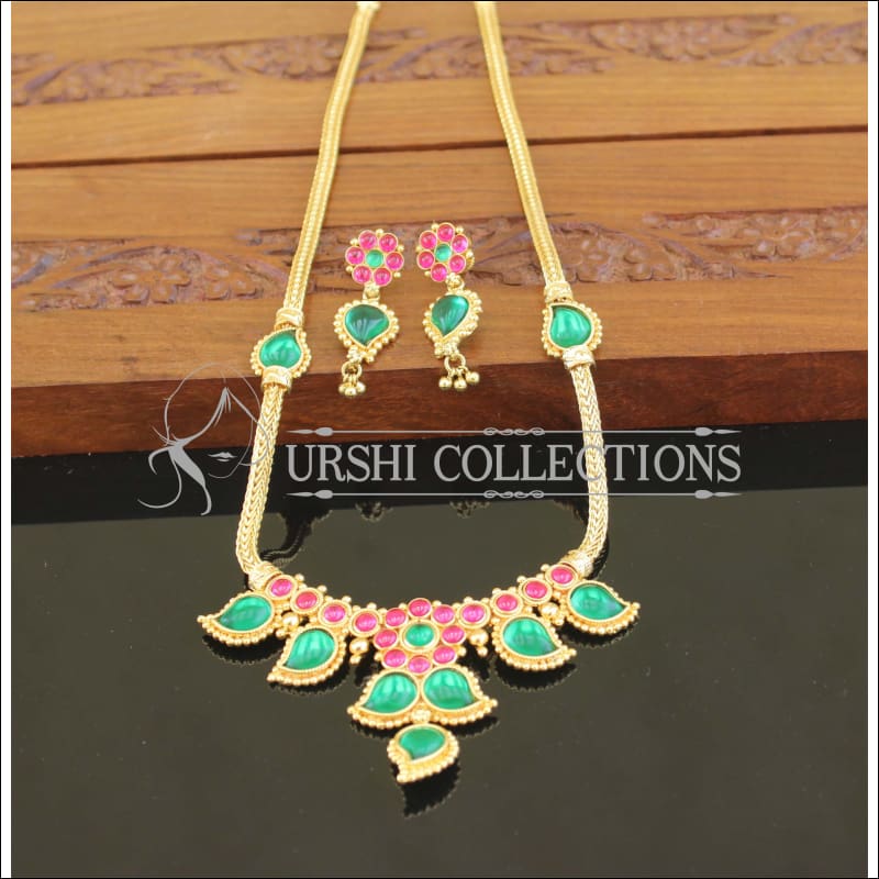 Kempu Gold plated mango necklace M1190 - Necklace Set