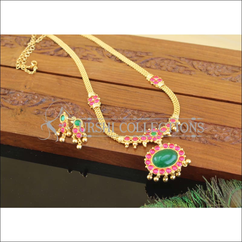 Kempu Gold plated necklace M1191 - Necklace Set