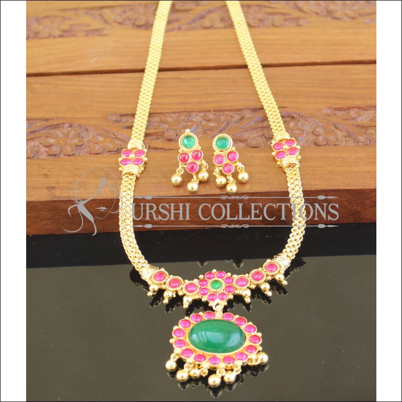 Kempu Gold plated necklace M1191 - Necklace Set