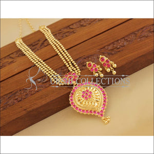 Kempu Gold plated necklace M1192 - RED - Necklace Set