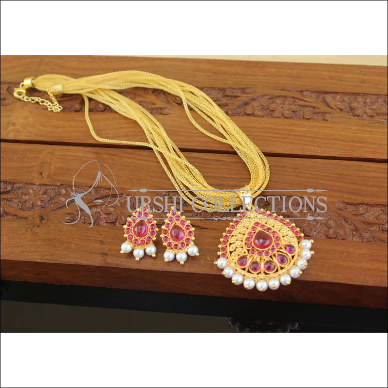 Kempu Micro gold plated pendant set M1194 - Necklace Set