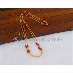 Kerala Style Gold Plated Coral Double Layerd Chain M2957 - Necklace Set