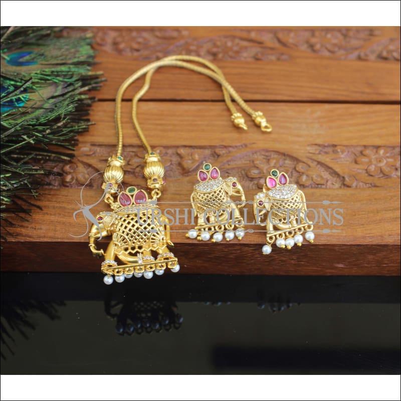 Kerala Style Gold Plated Elephant Necklace Set M3020 - Necklace Set