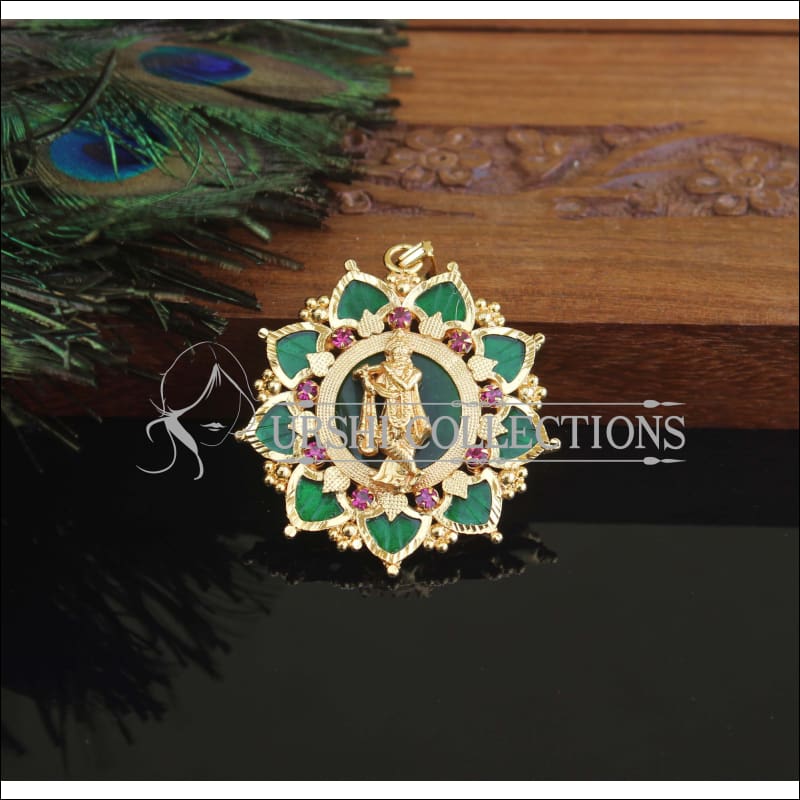 Kerala Style Gold Plated Krishna Palakka Pendant M3018 - Pendant Set
