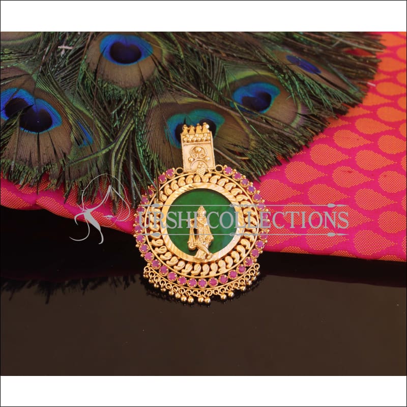 Kerala Style Gold Plated Krishna Palakkad Pendant M2138 - Set