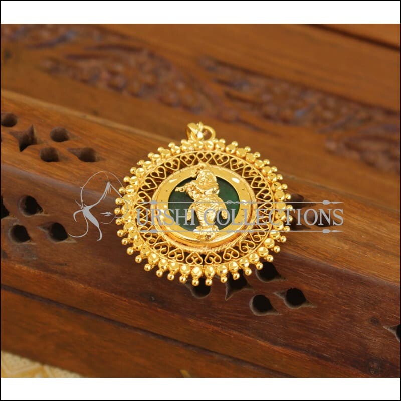 Kerala style gold plated Krishna pendant M1005 - Pendant Set