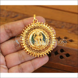Kerala style gold plated lakshmi pendant M1001 - green - Pendant Set