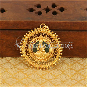 Kerala style gold plated Lakshmi pendant M1008 - green - Pendant Set