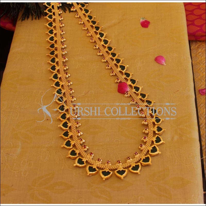 Kerala Style Gold Plated Long Palakka Necklace M2141 - Set