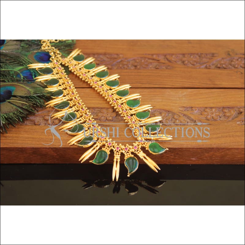 Kerala Style Gold Plated Mango Long Necklace M2401 - Necklace Set