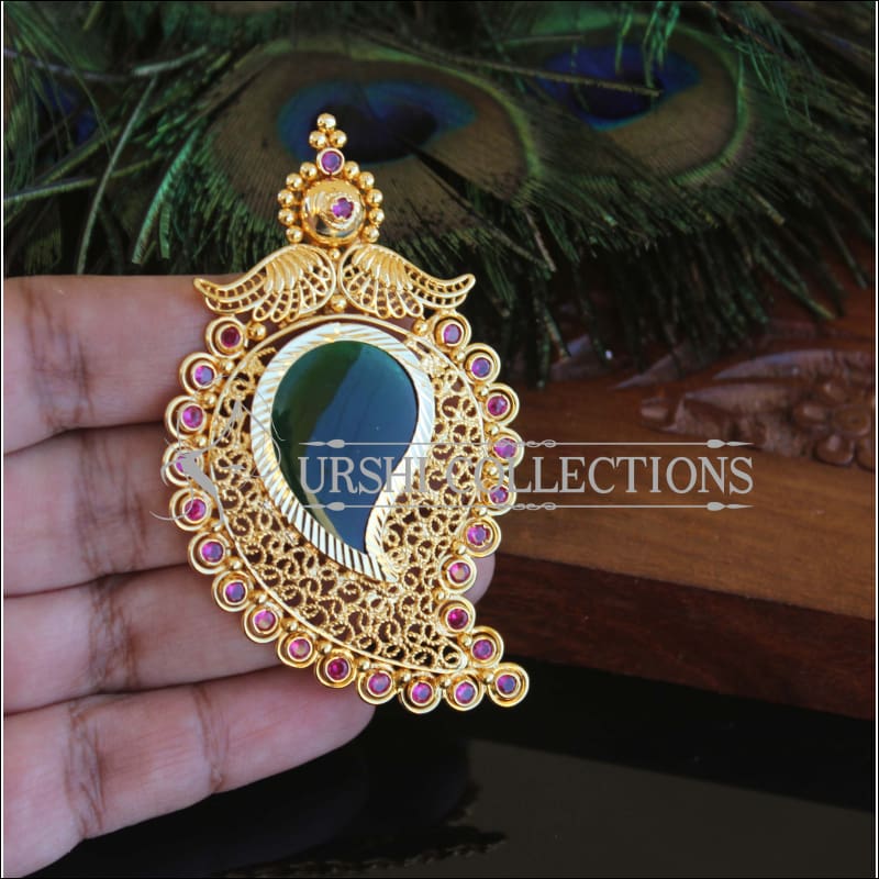 Kerala style Gold plated Mango Palakka Pendant M2362 - Pendant Set
