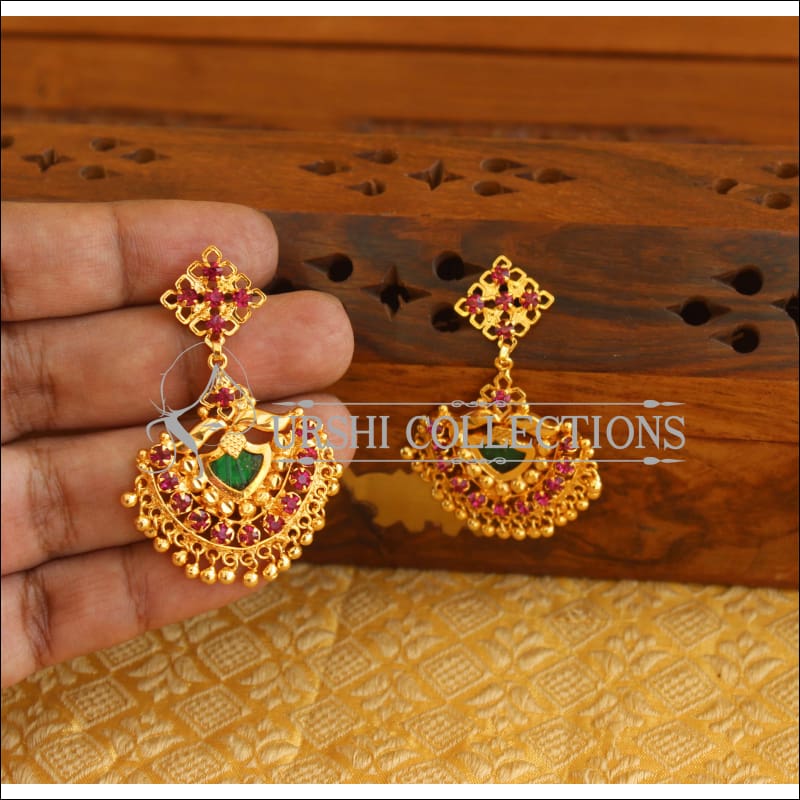 Kerala style Gold plated Palakka earrings M2158