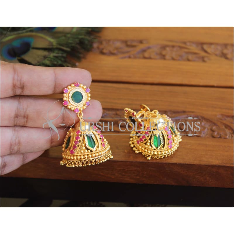Kerala style Gold plated Palakka earrings M2344