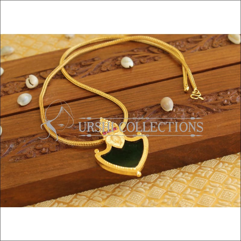 Kerala style gold plated palakka green pendant M1010 - Pendant Set
