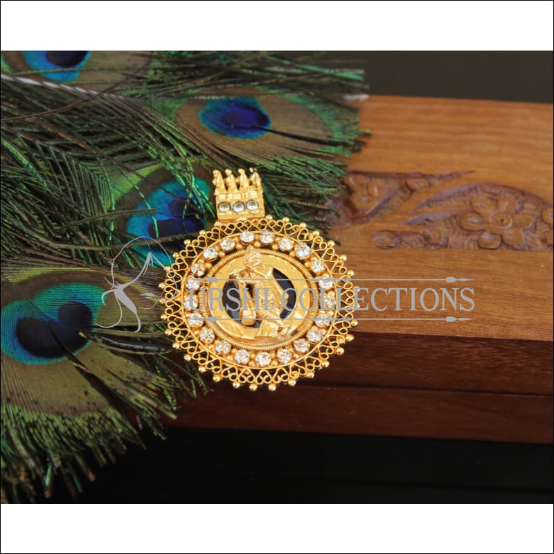 Kerala Style Gold Plated Palakka Krishna Pendant M2392 - Pendant Set
