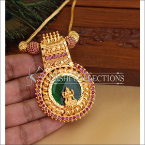 Kerala style gold plated palakka lakshmi necklace M945 - Necklace Set