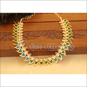 Kerala style gold plated palakka necklace M1034 - Necklace Set