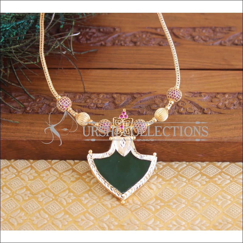 Kerala style gold plated palakka Necklace M1234 - Necklace Set