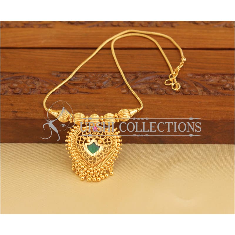 Kerala style gold plated palakka necklace M960 - Necklace Set