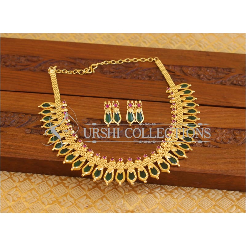 Kerala Style Gold Plated Palakka Necklace set M1279 - Necklace Set