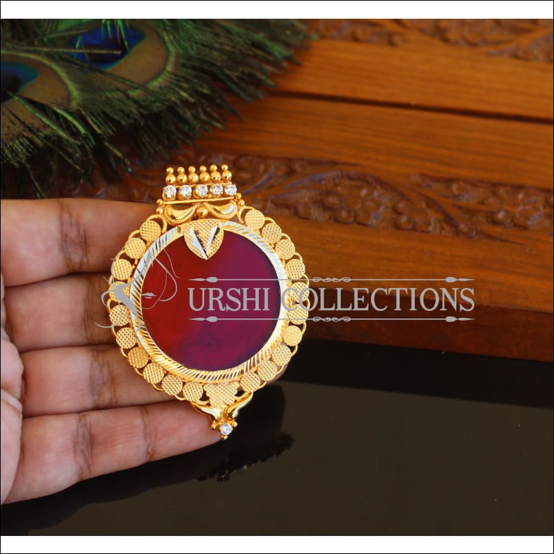 Kerala style Gold plated Palakka Pendant M2374 - Pendant Set