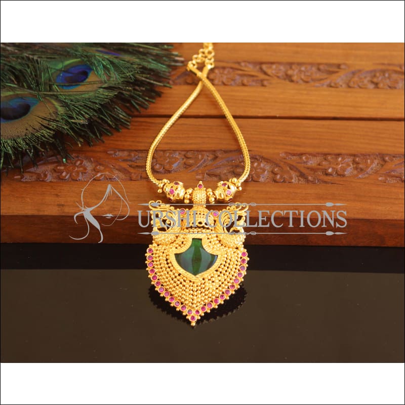 Kerala style Gold plated Peacock Palakka Necklace M2230 - Set