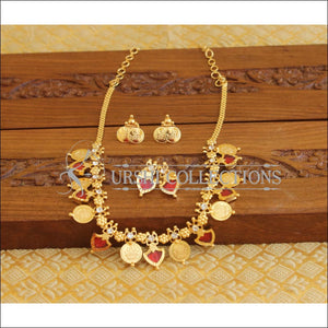 Kerala Style Gold Plated Temple Coin Necklace Set M1289 - Necklace Set