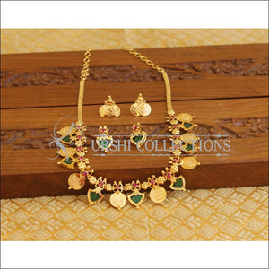 Kerala Style Gold Plated Temple Coin Necklace Set M1290 - Necklace Set