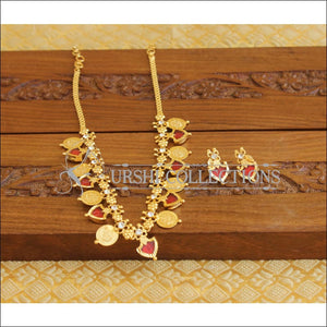 Kerala Style Gold Plated Temple Coin Necklace Set M1292 - Necklace Set