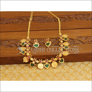 Kerala Style Gold Plated Temple Coin Necklace Set M1293 - Necklace Set